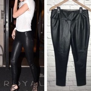 Kendall & Kylie Black Faux Leather Pull On Skinny Pants Size XL